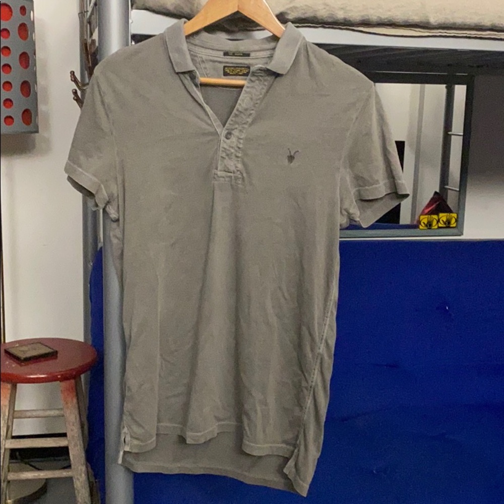 Allsaints Men’s Bramford Gray Polo Shirt | Mens M